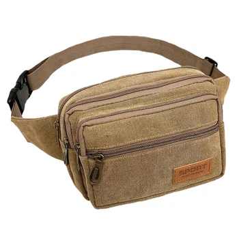 

Men Zipper Canvas Messenger Colorful Pocket Anti Dirt Large Capacity Pouch Adjustable Belt Money Waist Bag Travel Gift Casual
