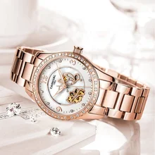 Relogio femenino, роскошные брендовые карнавальные Tourbillon, автоматические механические часы для женщин, сапфировые светящиеся водонепроницаемые женские часы