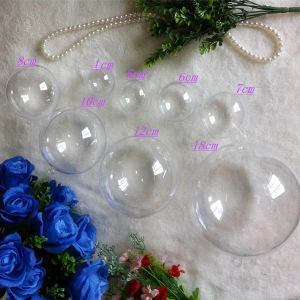 OurWarm 10 шт 3-10 см прозрачный шар пластиковая сфера для рукоделия многоразовые безделушки свадебные сувениры и подарки коробка Рождественская елка орнамент