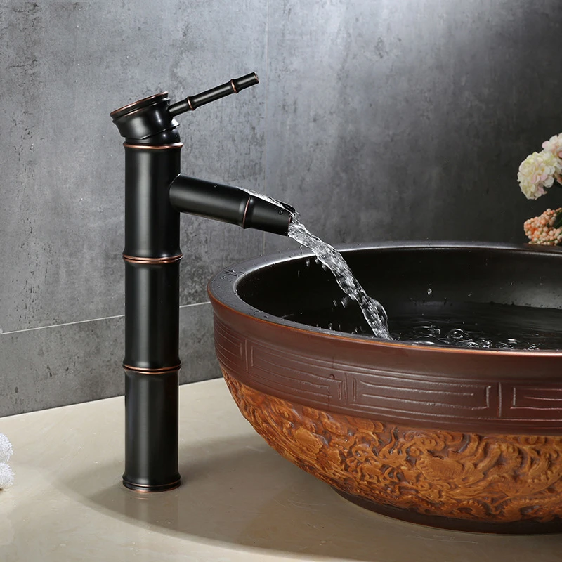 Traditional Black Single Handle Bathroom Basin Faucet Sink Mixer Vessel Tap Tall 