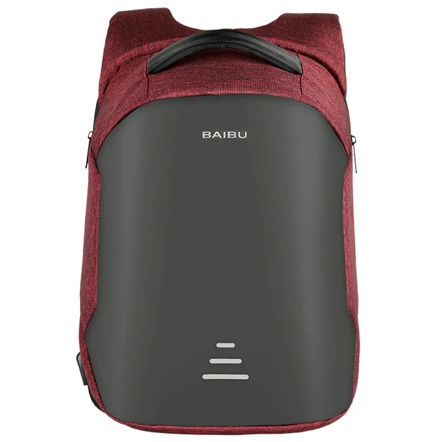 Мужской рюкзак-антивор от BAIBU, водонепроницаемый рюкзак для ноутбука с функцией подзарядки через USB, рюкзак для студентов, женщин, школьные сумки для подростков, дорожная сумка - Цвет: Красный