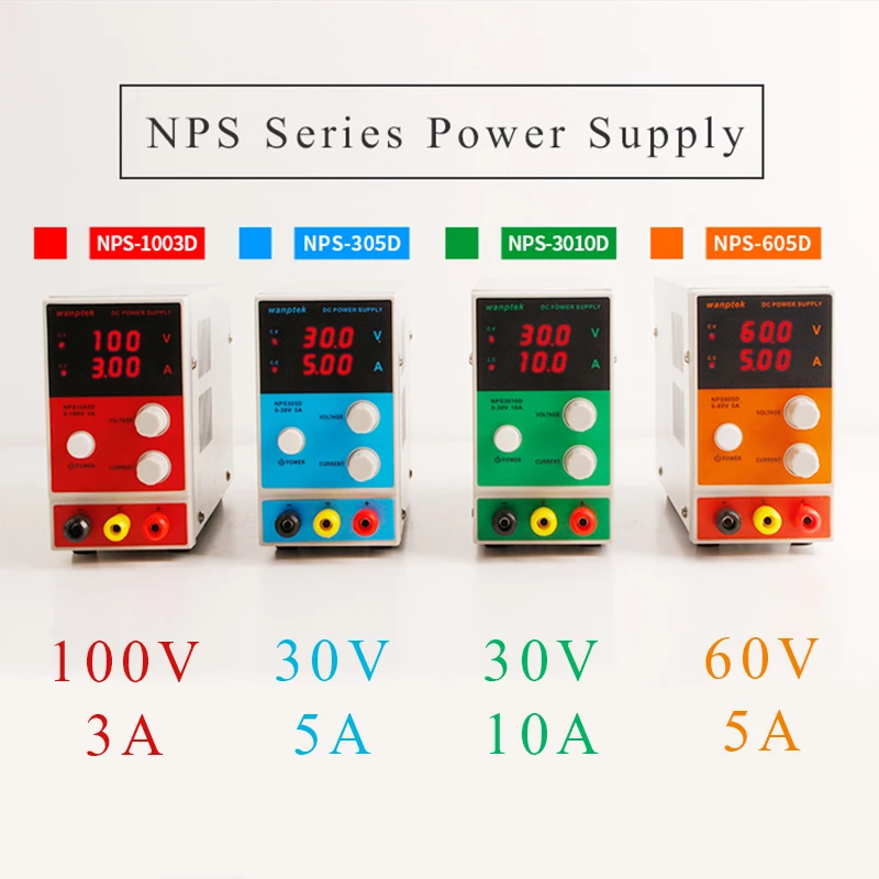 NPS 0-100V 0-10A лабораторный настольный источник питания с тремя цифровыми дисплеями, Регулируемый мини-переключатель, источник питания постоянного тока для ремонта телефона