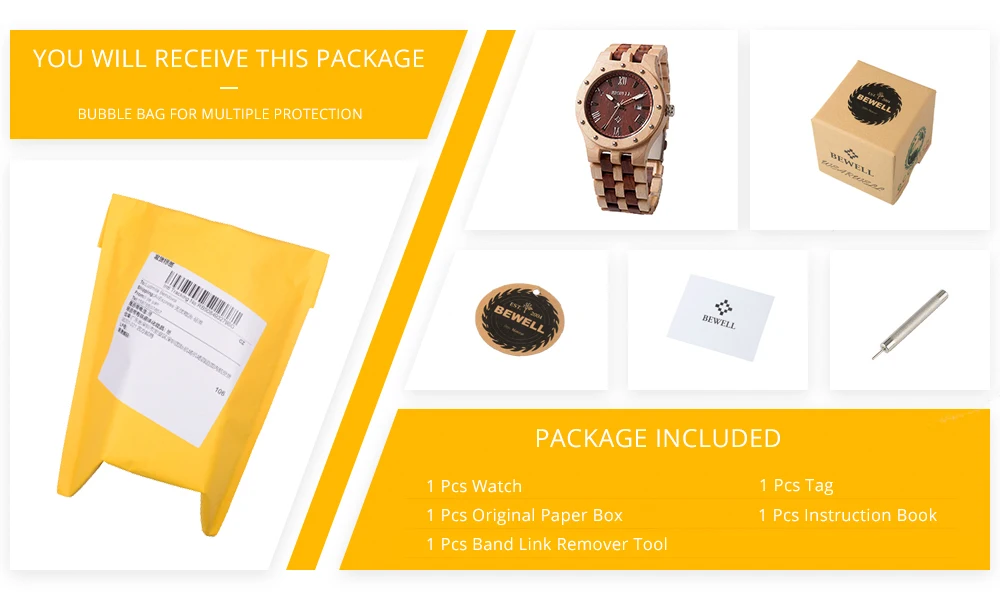 BEWELL WOODEN WATCH