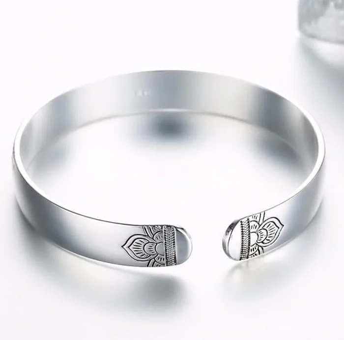 Lotus Thai Silver Bangle Bracelet - Jbr4*