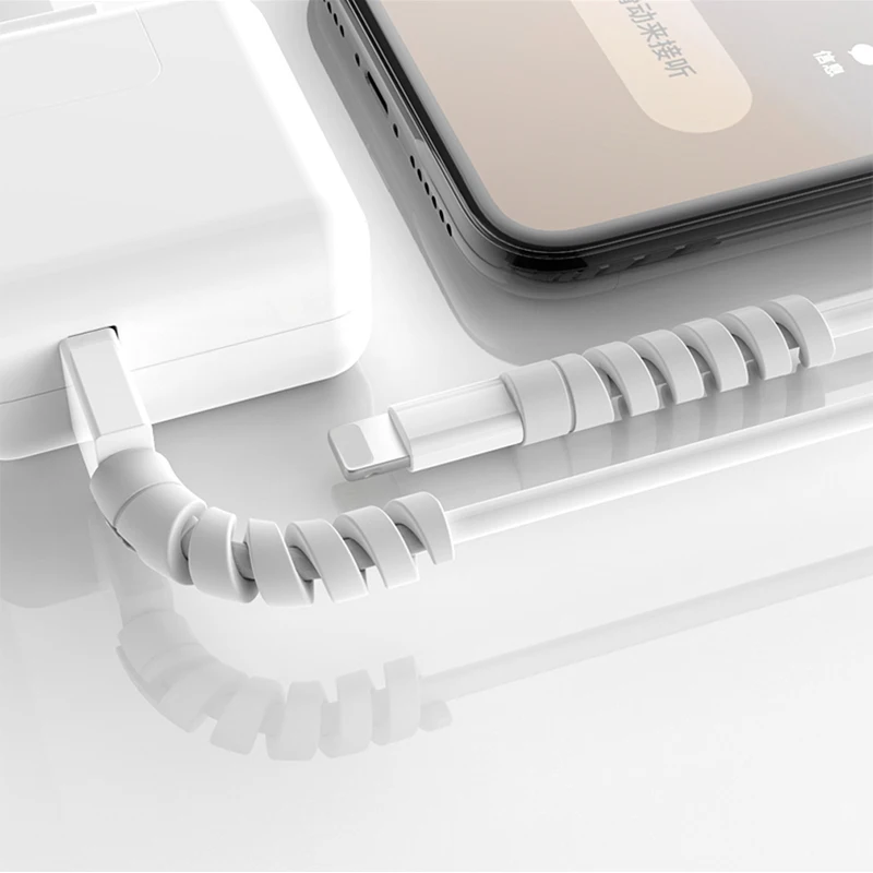 Cable Protector for iPhone XS X 8 7 6 Spring Twine Bobbin Winder Data Line Cord Case Saver Cover Coque Rope Protection Earphone