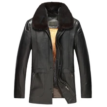 Мужской золотой мех норки с подкладкой пальто из овчины Роскошные Натуральная меховая Шуба для мужчин черный отложной воротник куртка под овчину