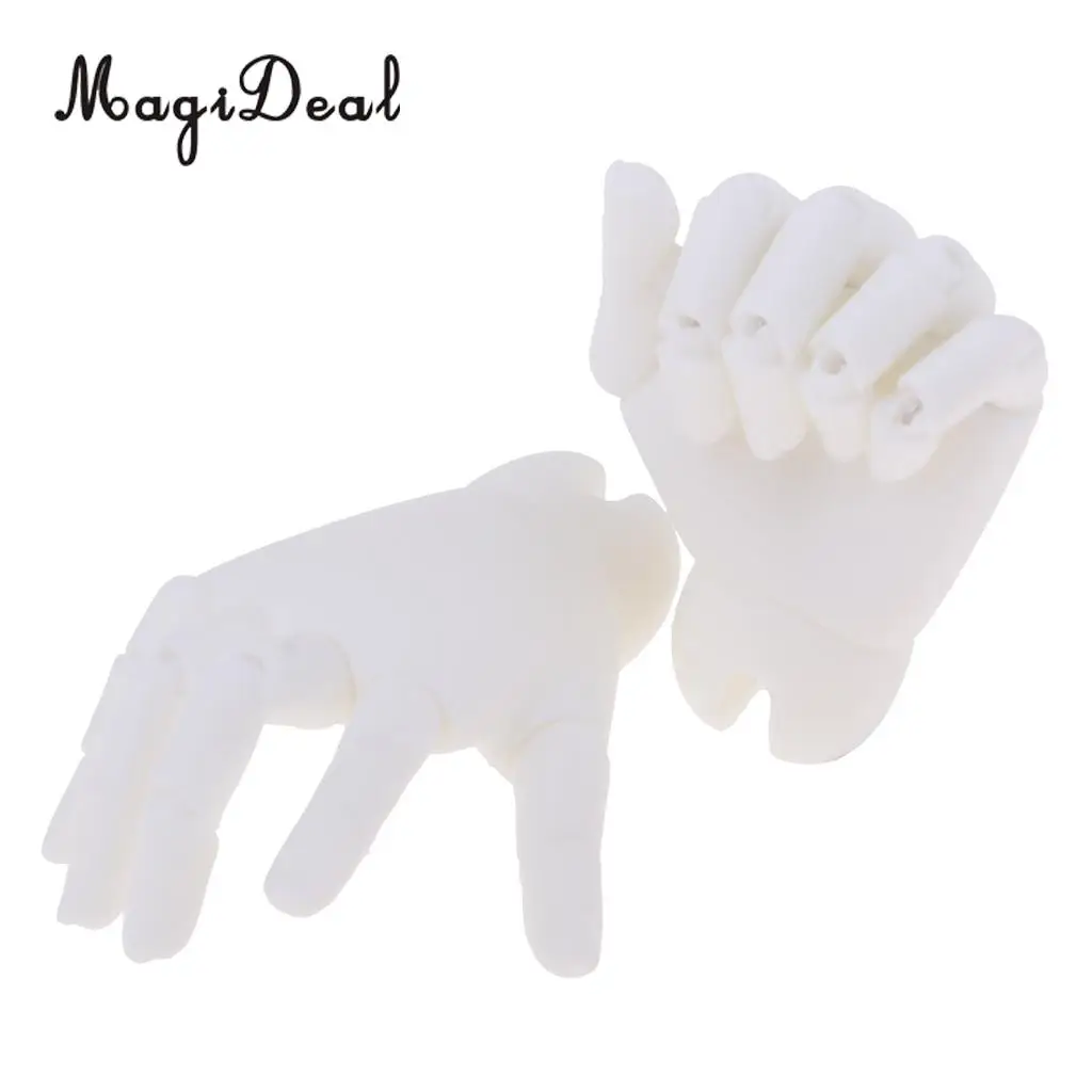 1/4 Resin Flexible Jointed Hands for BJD Dolls DIY Making Accessories White Skin