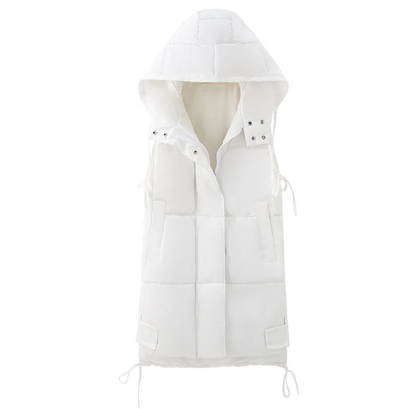 New Plus Size 5XL women vest Winter jacket Hooded Thicken Warm Long Casual Cotton Padded Waistcoat female Sleeveless waistcoat