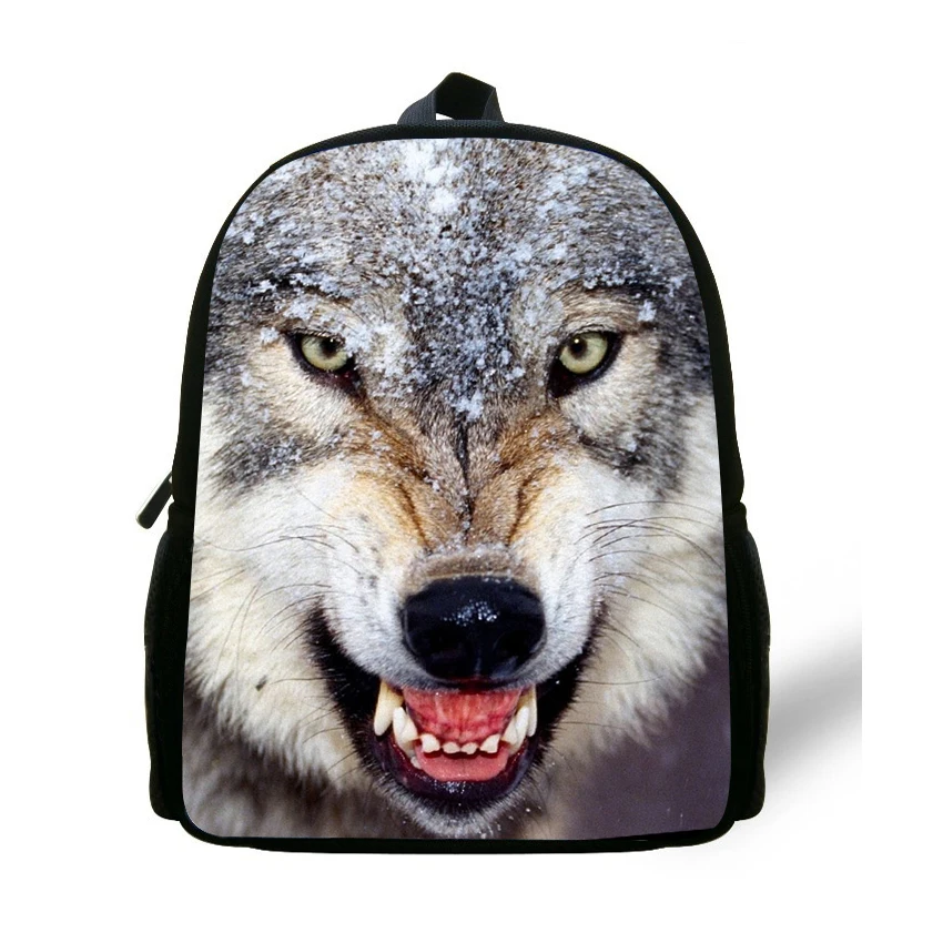 12 inch Zoo Wolf Backpack Child Animal School Bags For Boys Animal