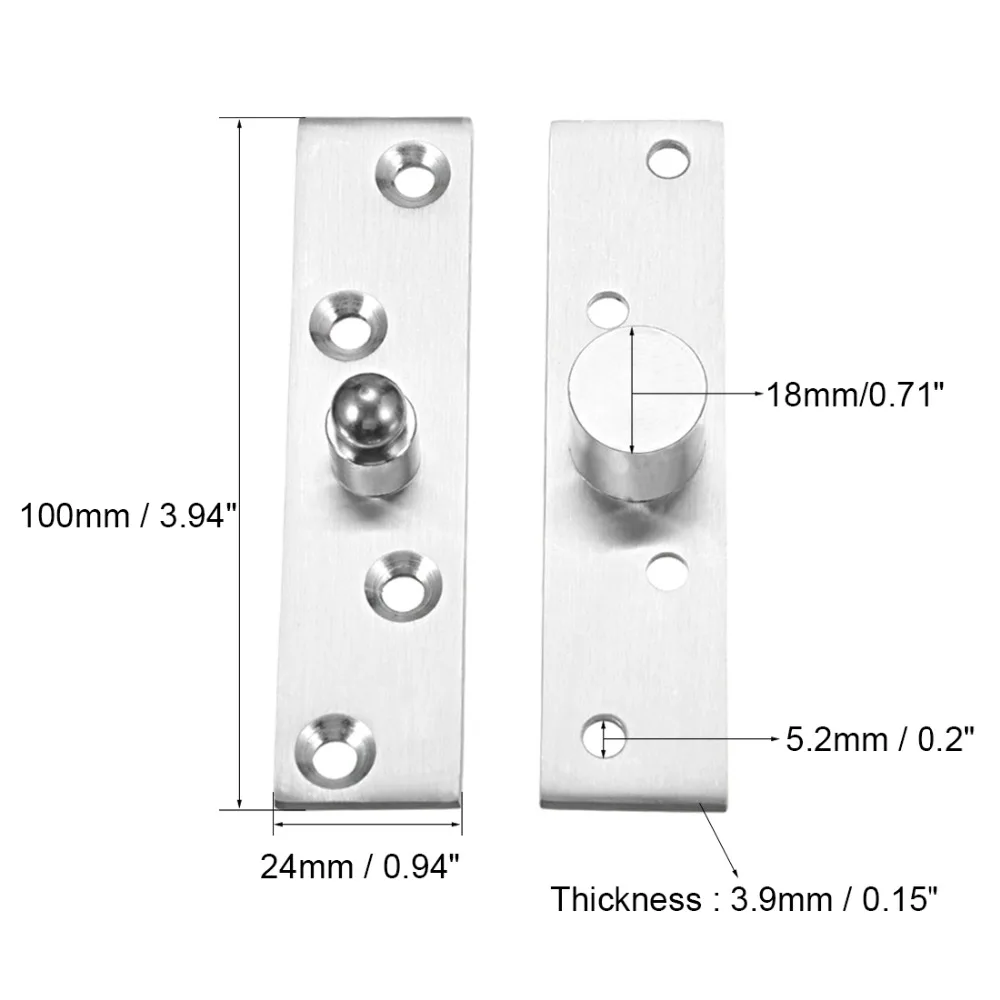 

UXCELL Newest 1pcs 100 x 24 mm Stainless Steel 360 Degree Door Pivot Hinge 5.2mm Dia. for Revolving Door, Good Hiding Effect