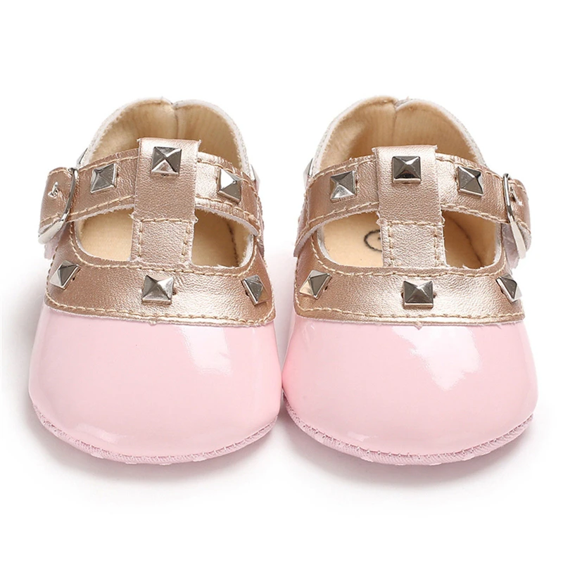 Baby Girl Faux Leather Princess Crib Shoes Infant Soft First Shoes Newborn to 18 