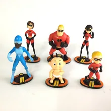 6pcs/set Super Man The Incredible 2 Mr. Incredible Dash Parr Jack Parr Elastigirl Pvc Action Figure Toys 7-10cm
