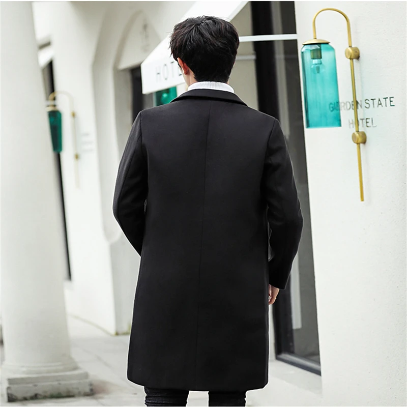 5XL мужской Тренч зимнее длинное пальто Мужская однотонная длинная куртка с вышивкой для мужчин