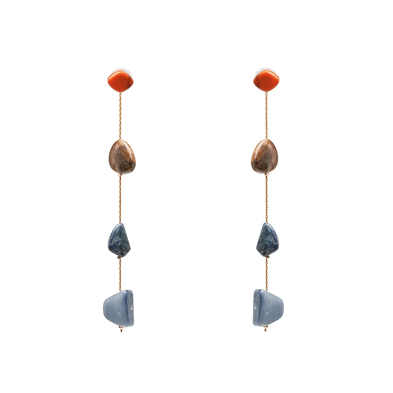 

8Seasons Fashion Stud Earrings Irregular Acrylic Beads Marble Chain Tassel Earrings For Women Jewelry Party 2019 New,1 Pair