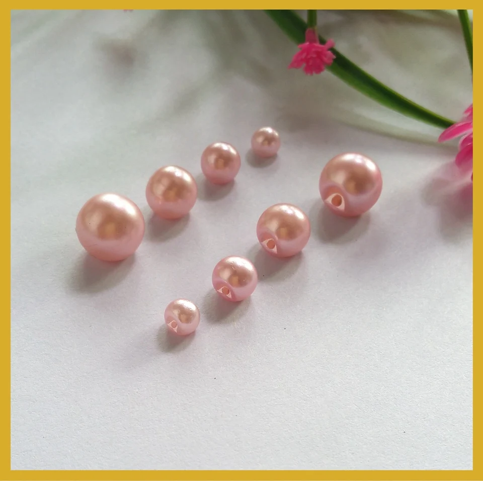 

200Pcs Side Hole Pink Plastic Pearl Buttons mixed 6mm/8mm/10mm/12mm Round for Garment Sewing Buttons