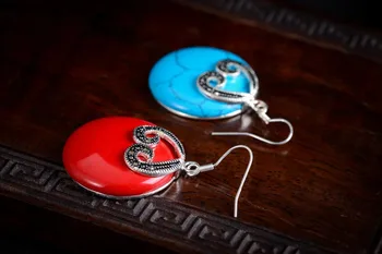 

women jewelry Brincos earring Pendientes New Charming 925 sterling With Red Carved lacquer EarringsGenuine Selling Huge