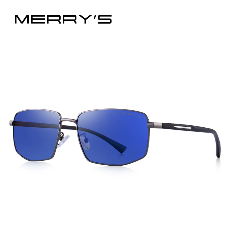 MERRYS, дизайнерские мужские классические солнцезащитные очки, мужские HD поляризационные, прямоугольной формы, солнцезащитные очки для вождения TR90, защита от уф400 лучей, S8255 - Цвет линз: C03 Blue