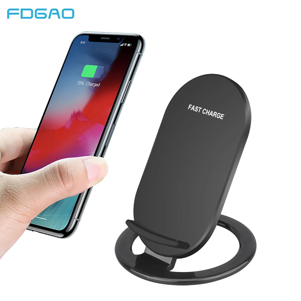 

FDGAO Qi Wireless Charger for iPhone X XS 8 XR Samsung S9 S10 S8 10W Fast Wireless Charging Dock Station Phone Universal Charger