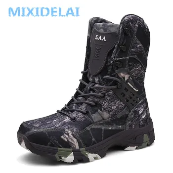 

New Waterproof Men Tactical Military Boots Desert Boots Hiking Camouflage High-top Desert Men's Boots Fashion Work Men's shoes
