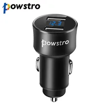 Powstro 2 USB Автомобильное зарядное устройство H2 5 V 3.4A цифровой экран металлическое охлаждение Быстрая Зарядка адаптер контроль напряжения тока Автомобильное зарядное устройство