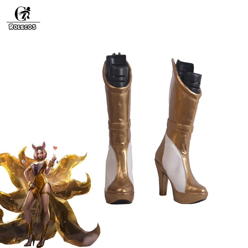 

ROLECOS Game LOL Cosplay Shoes KDA Prestige Edition Ahri Golden High Heel Boots for Women Cosplay Shoes KDA Ahri High Heel Shoes