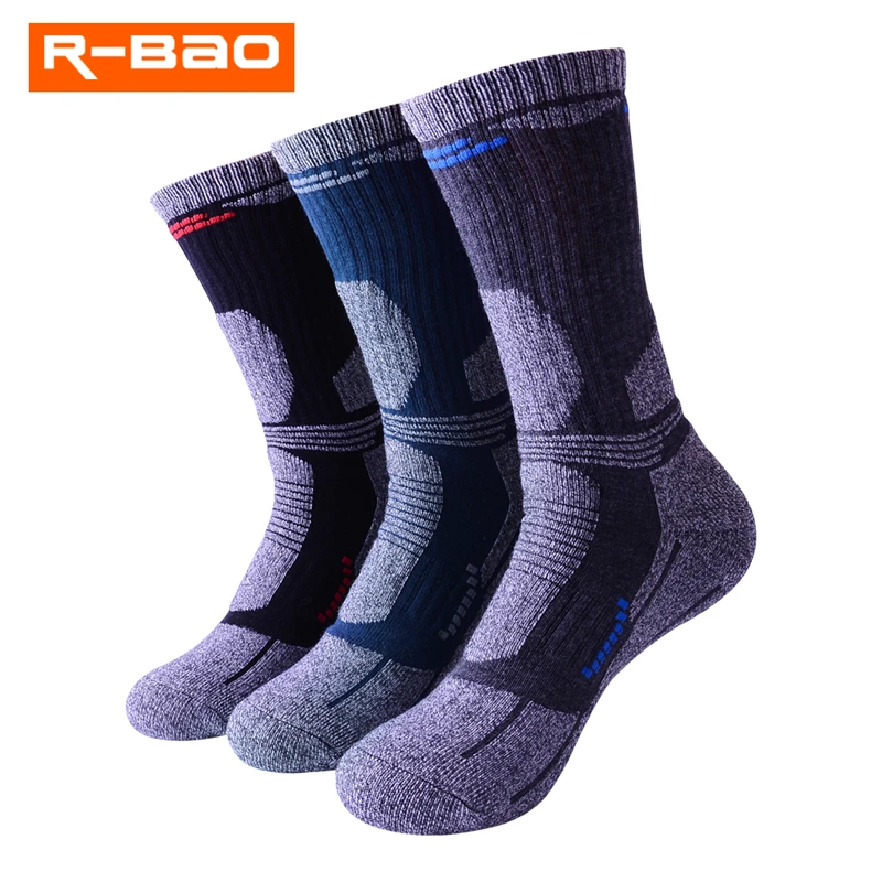 RB3322 R-BAO Outdoor Hiking Socks Terry Thicken Sports Socks for Running Climbing Spring Autumn Winter mens socks