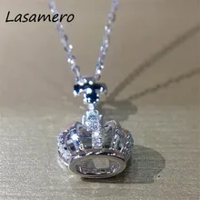 Lasamero венчик 1CT 18 к белое золото круглая огранка центр алмаз Проложить Набор натуральный бриллиант кулон ожерелье