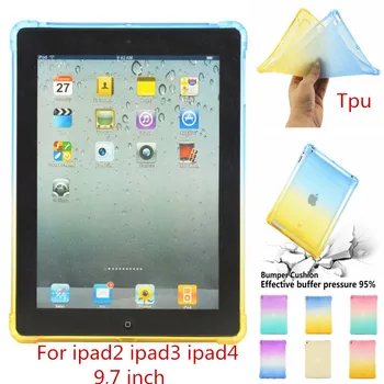 

Fashion Jelly gradient Color Transparent Silicon Back Cover for iPad 2 iPad 3 iPad 4 9.7Comfortable Soft Gel Case for iPad2 3 4