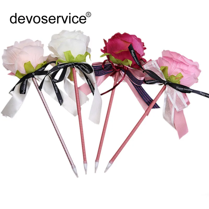 Valentine's Day Ballpoint Pens Fashion Simulation Flower Pens Creative Rose Flower Bow Writing Pen Wedding Gift Pens