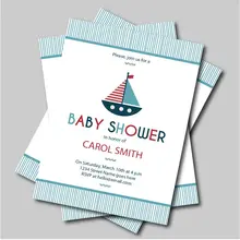 14 шт./партия, Пользовательские Парусиновые лодки, Детские приглашения на день рождения, приглашения на вечеринку для мальчиков, Детские вечерние изделия для декорации