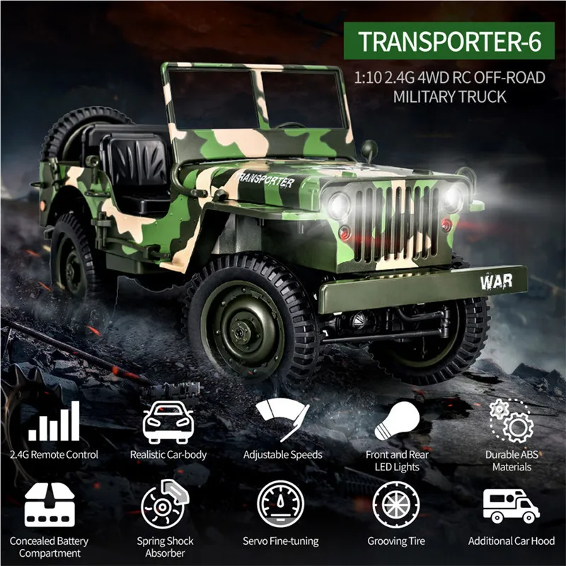 EC01 1/10 2 4G 4WD Rc автомобиль джедай транспортер камуфляж военный грузовик RTR