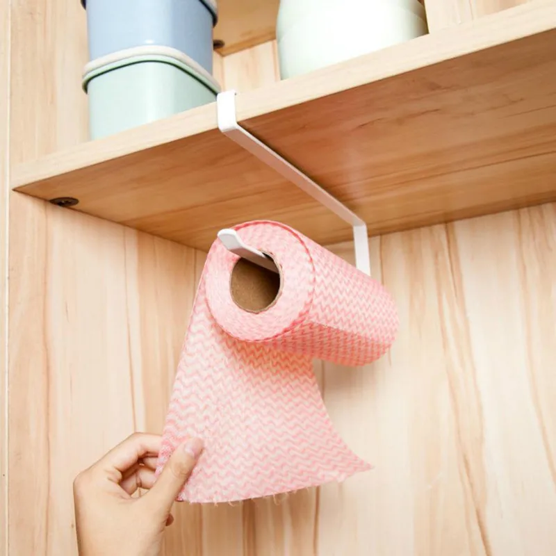 Under Cabinet Paper Towel Holder Hanging Metal Kitchen Storage Organizer Rack 
