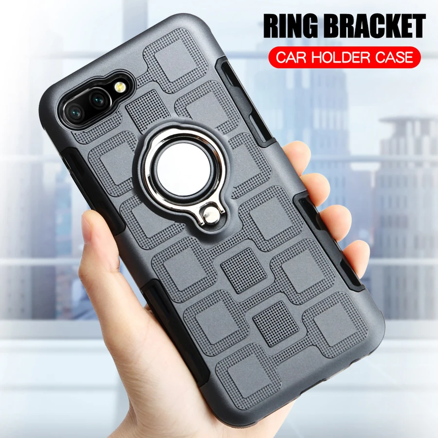 

For Huawei Honor 10 Luxury Silicon Case For Huawei Honor10 TPU Armor Shockproof Back Cover For Honor 10 Ring Stand Plastic Case
