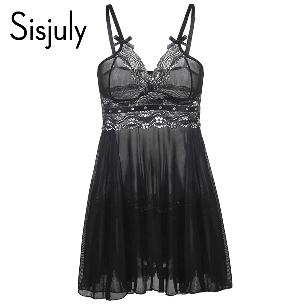 Buy Sisjuly women sexy patchwork nightgown v neck rope suits nightdress