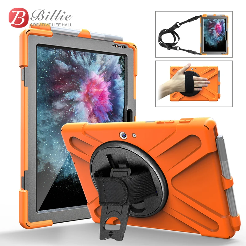 

For Microsoft Surface Go Case 10 inch 2018 with Pen Holder , 360 Rotating Hand Strap/Kickstand + Shoulder Strap Drop Protection