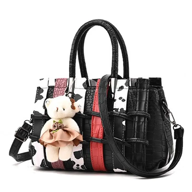 Women Handbag with a Teddy Bear High Quality Patchwork Designer Handbag ...