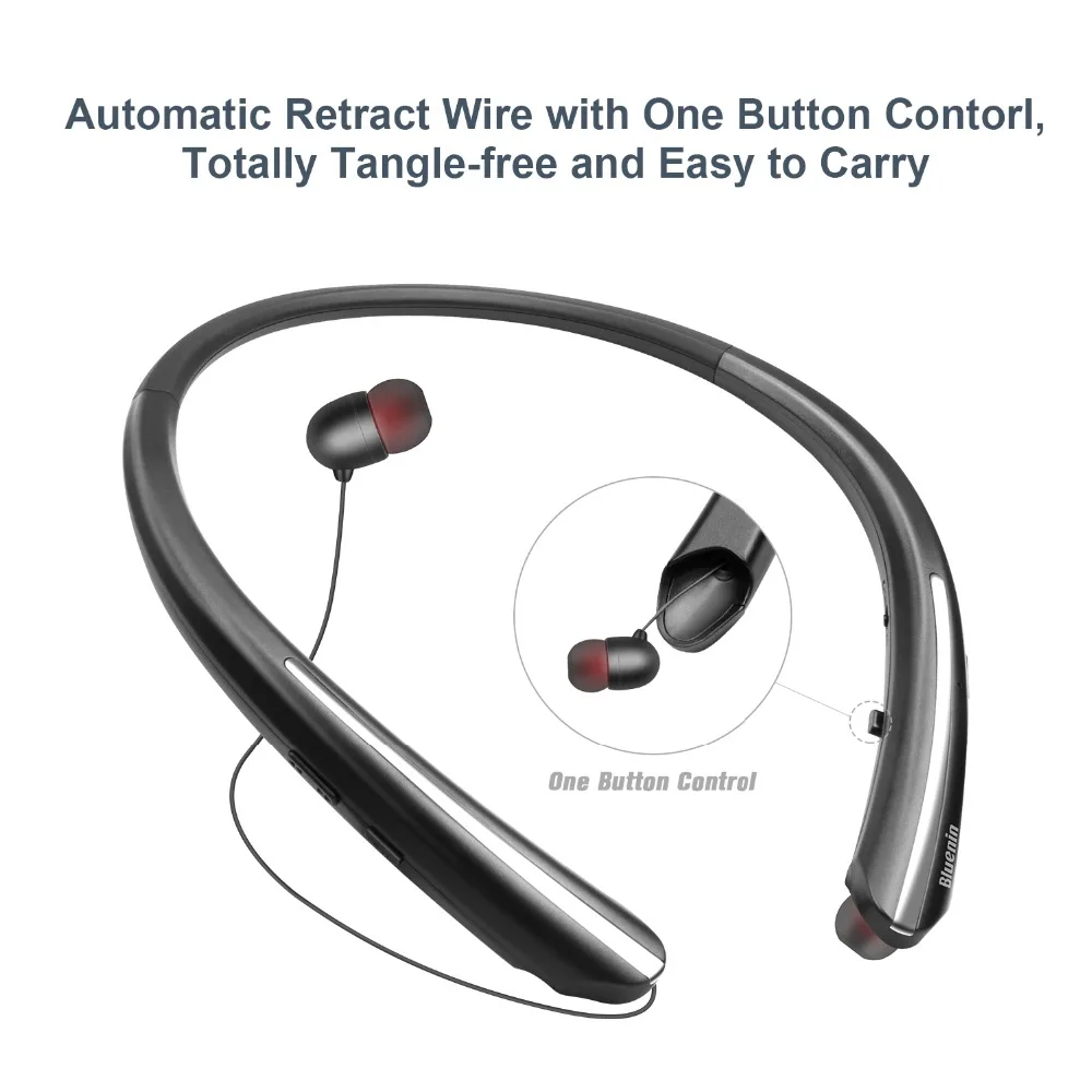 Bluenin Bluetooth наушники выдвижной IPX4 Sweatproof беспроводные aptX стерео HiFi Спортивные с