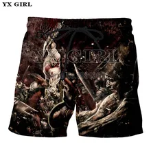 YX GIRL летние мужские быстросохнущие пляжные шорты Carlos 3D принт мода Бог войны мужские пляжные шорты Фитнес размера плюс 5XL