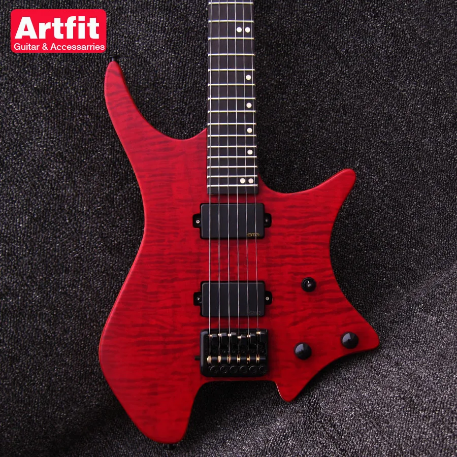 

2017 New Chinese+factory+OEM Artfit Headless boden OS6 wine red Color Replica Electric Guitarras Freeshipping China Guitare