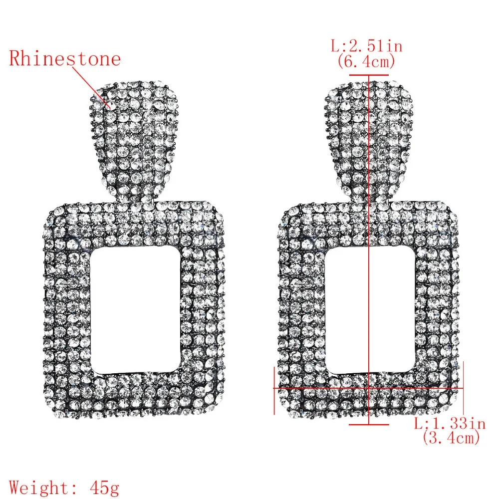 Безупречное качество, полные стразы серьги с квадратной подвеской для женщин, модные ювелирные изделия, трендовая коллекция брендовых сережек, аксессуары