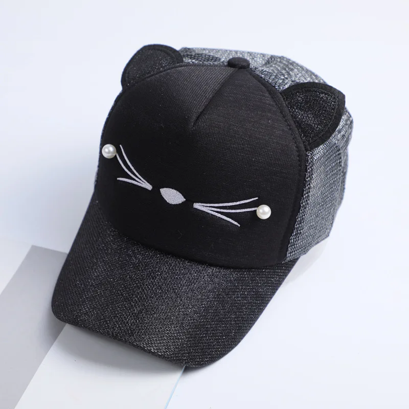 New Women Cat Baseball Cap With Cute Cat Ears Curved Brim Snapback Hat