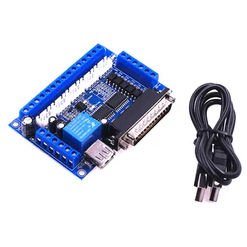 

10PCS/LOT Upgraded 5 Axis CNC Interface Adapter Breakout Board For Stepper-Motor Driver Mach3 + USB Cable