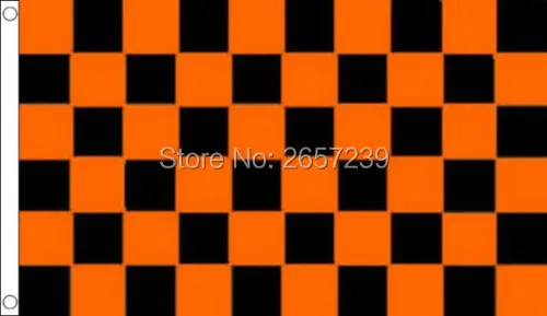 Black and Tangerine Orange Check Flag