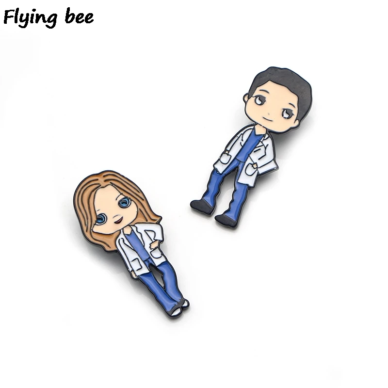 Flyingbee серый Анатомия брошь мультфильм эмаль шпильки для значок для рюкзака шапка личность булавки врачей подарки Шарм ювелирные изделия X0160