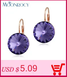 MOONROCY Free Shipping Italina Fashion Zirconia Rose Gold Color Red Blue Purple Green Crystal Earrings Clip Earrings Gift