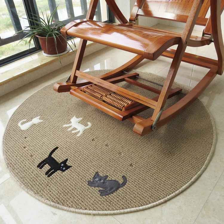 

Customized Circle Carpet Slip-resistant MatsThin Computer Cushion Four Cute Cats Cartoon Design Modern Brief Coffee Table Mats