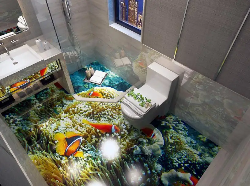 Ocean World 3D Flooring Wallpapers For Living room Floor Tiles Self adhesive Wallpaper Customize | Обустройство дома