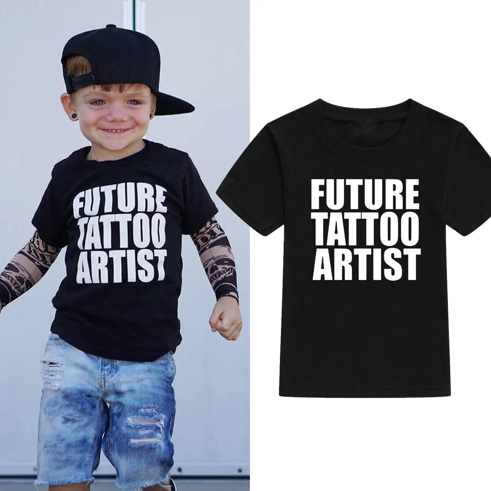 Future Tattoo Artist; Милая футболка для малышей; футболки с рисунком татуировки; Детская летняя модная футболка с рисунком; модная одежда для малышей