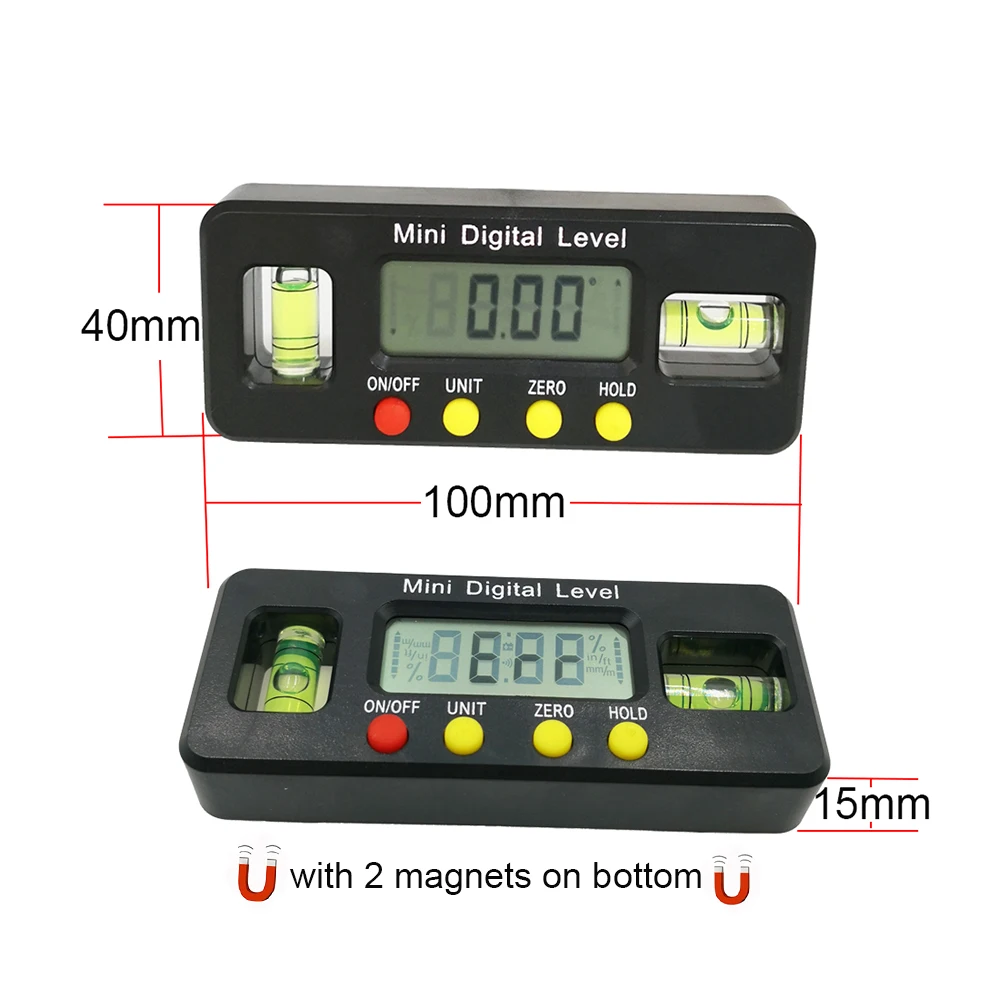 150mm 100mm 360 deg mini digital protractor Angle Finder inclinometer electronic level with magnetic bottom angle measuring tool 6