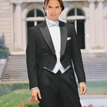 Индивидуальный заказ черные мужские костюмы Белый жилет фрак(куртка+ брюки+ галстук-бабочка+ жилет+ платок) EF: 11